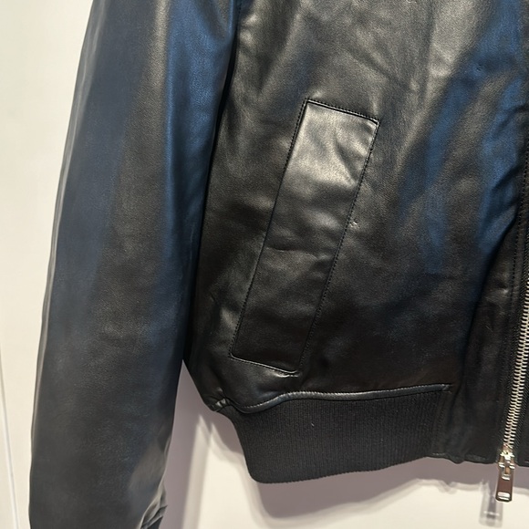 Zara  Black Faux Leather Packets Bomber Jacket Size L New - Picture 3 of 8